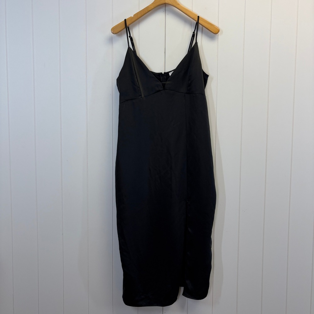 Stitch & Pine Cocktail Satin Midi Slip Dress Women Size M Slinky Night Out Party